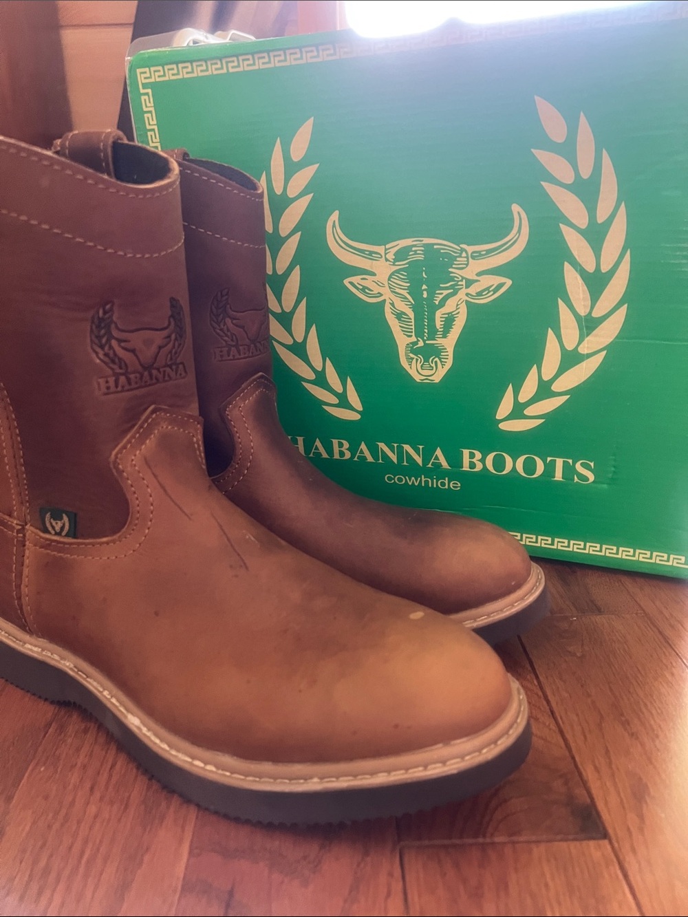 Tan Leather Pull-On Work Boots